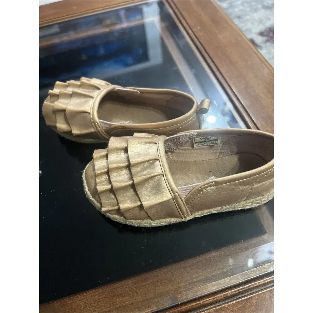 OshKosh B'Gosh Kids BELLE Girl's Size  9‎ Rose Gold Espadrille Flat Loafer